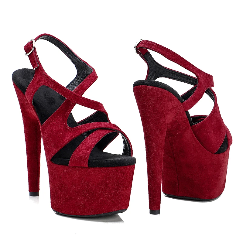 Leecabe 17CM/7Inch Suede upper sexy exotic sandals  platform fashion High Heels  Pole Dancing Shoes