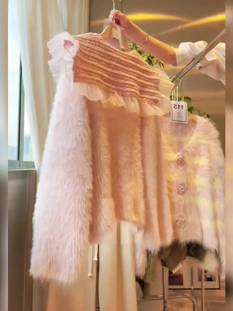 Весенне-осенний кардиган с кукольным воротником уникальное шикарное