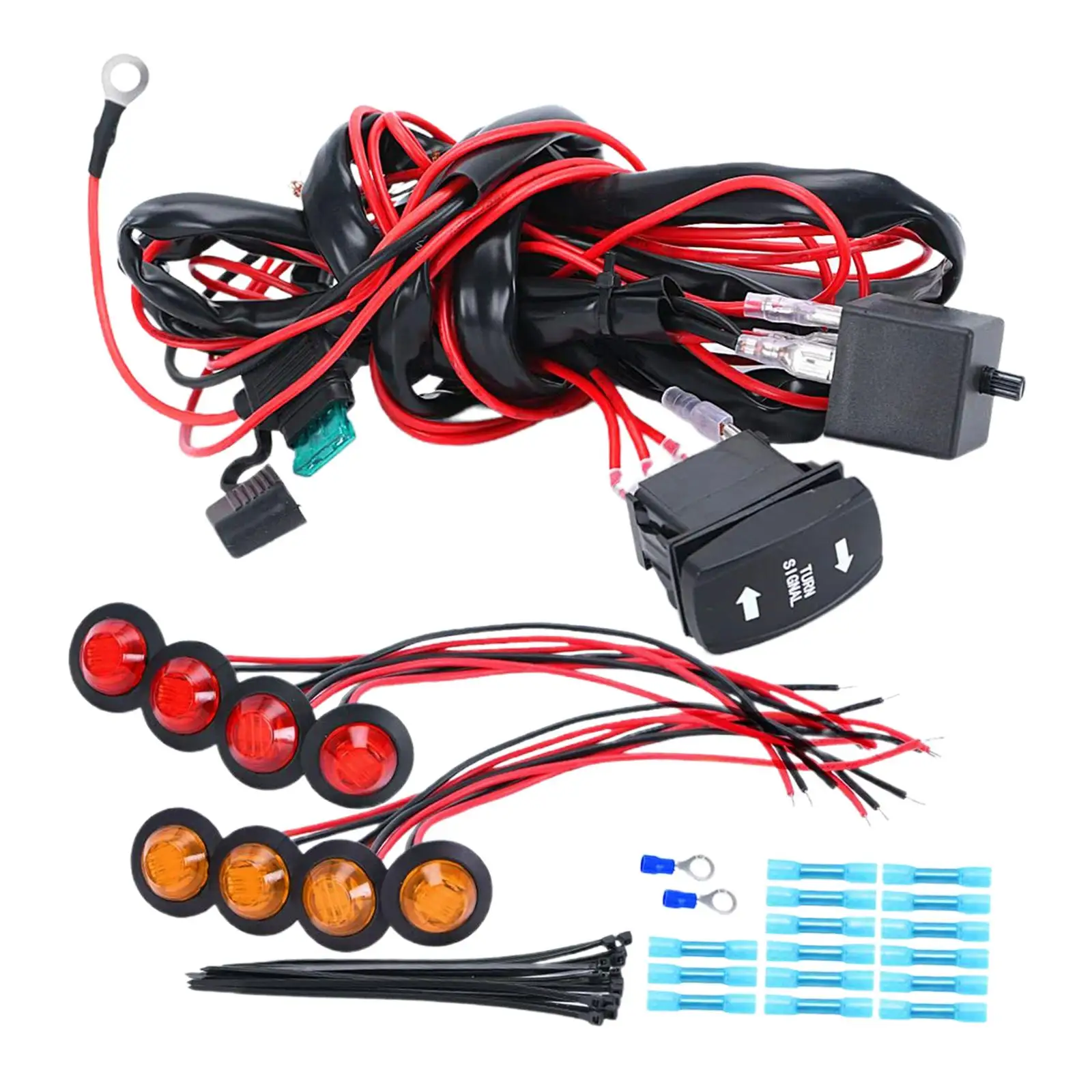 

ATV UTV Turn Signals Kit Professional for ATV UTV Side by Side Easy to Install 12V Turn Signal Light Flasher Relay Wire Harness