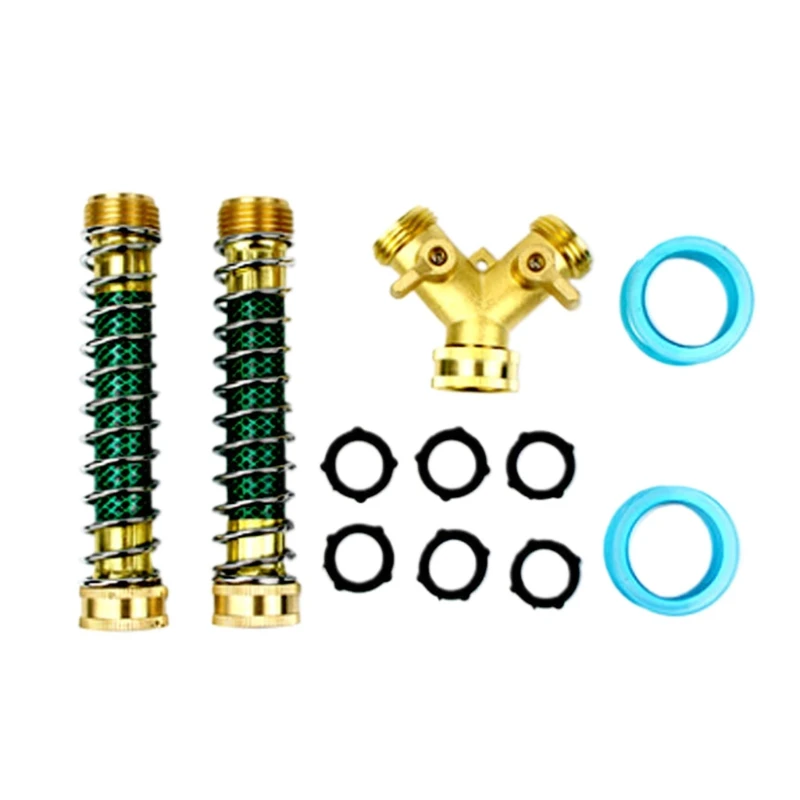 

Brass Garden Hose Connector Tap Splitter Garden Spring Hose Protector 3/4" 2 Way Hose Connector Hose Spigot Adapter