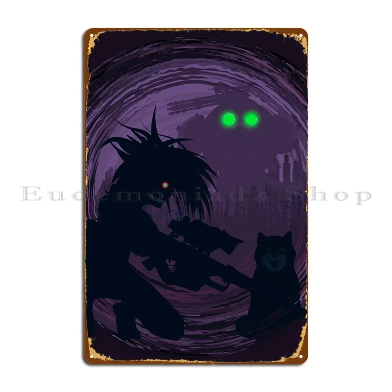 Металлическая табличка с пистолетами и монстрами для девочек забавная картина