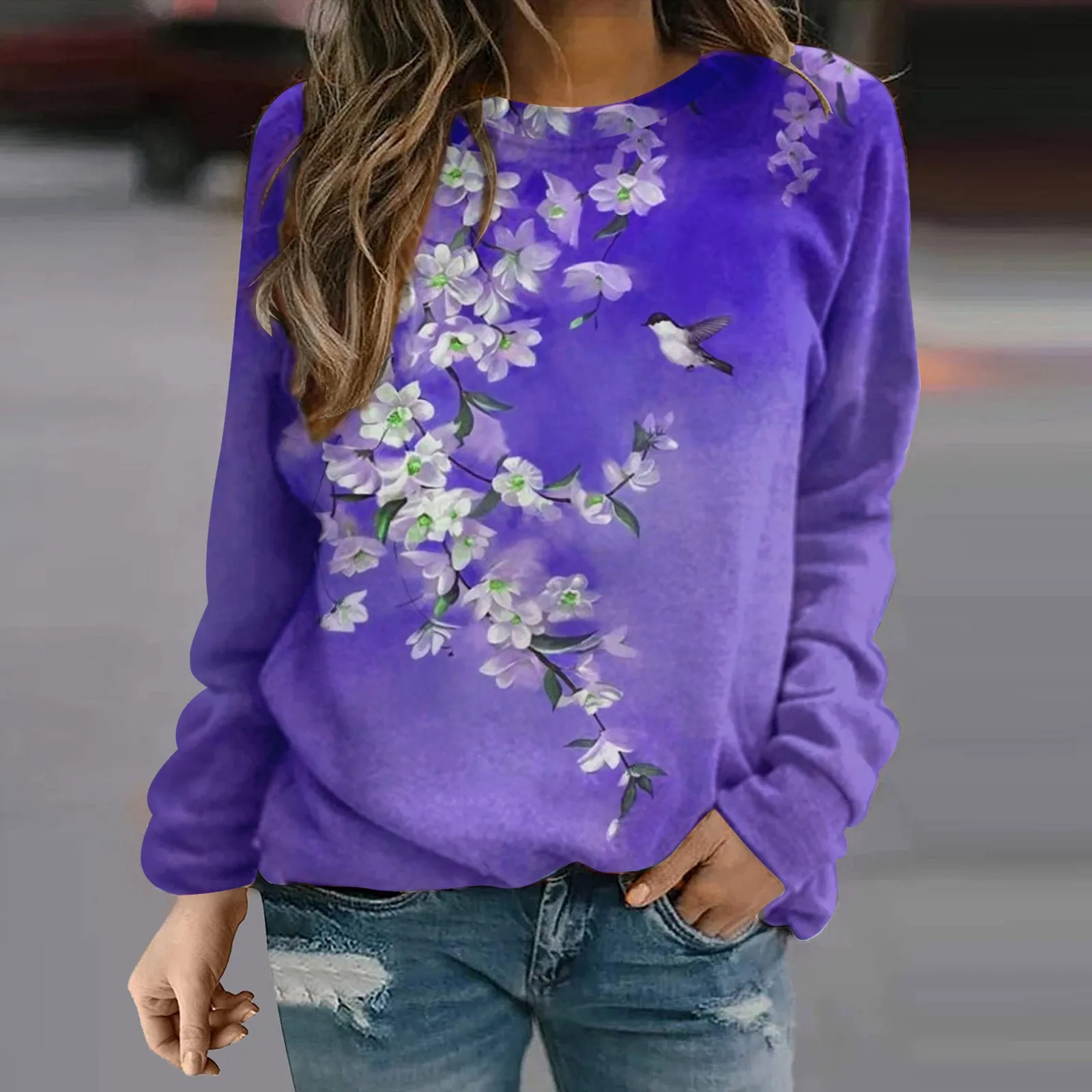 

Womens Color Print Tops Cute Printed Long Sleeve Pullover Casual Fleece Lined Athletic Hoodie Women 2 Piece Summer Outfits Women