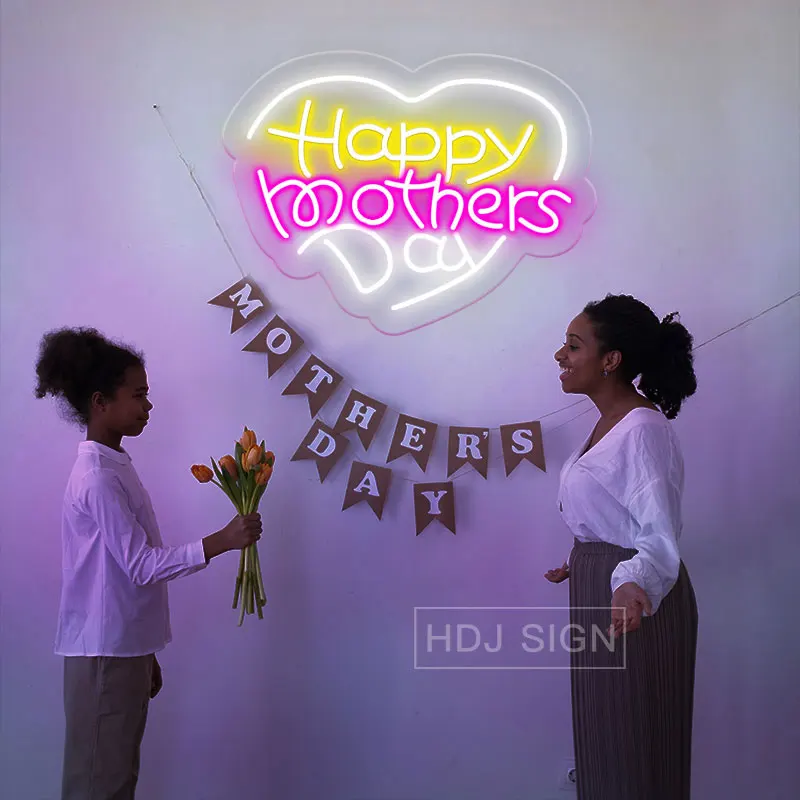 

Неоновые знаки на заказ для Дня матери, настенная акрилосветодиодный светодиодсветильник па, неоновые знаки вечерние ринки, украшения на д...