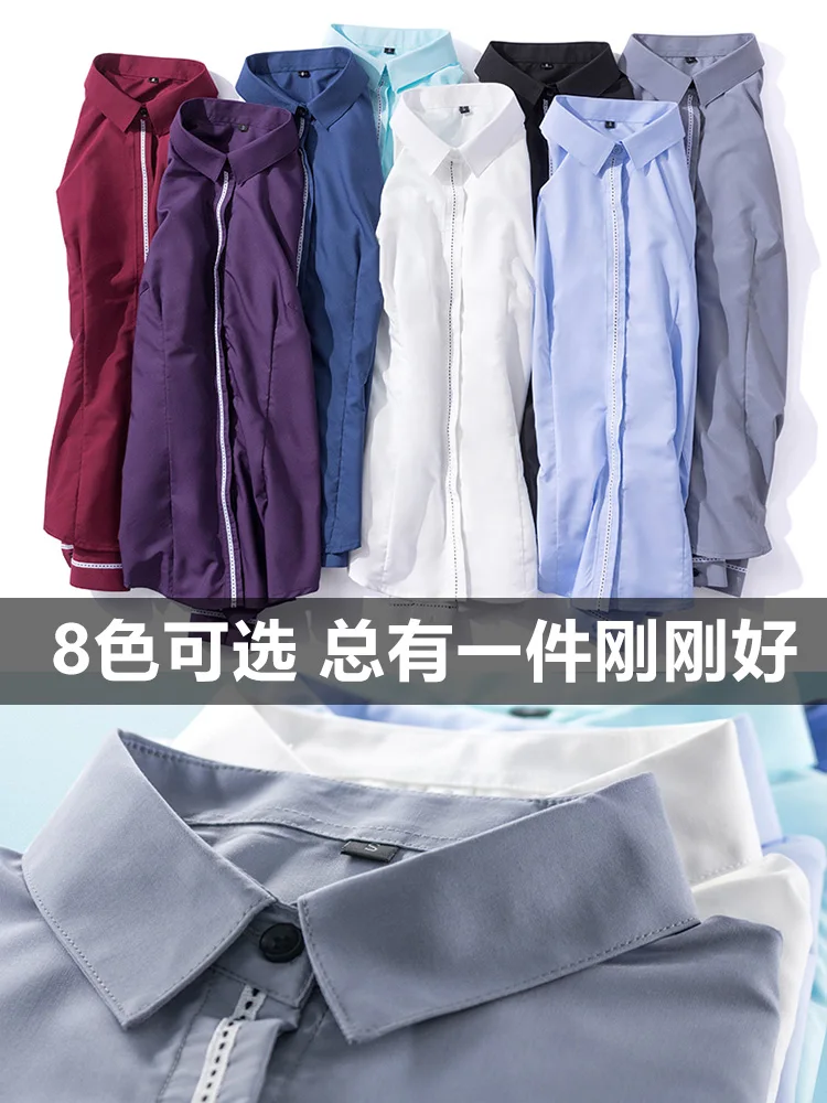 Fleece-lined Shirt Women One-Piece Velvet Thickened Warm 2024 New Autumn and Winter Purple Professional Shirts Long sleeve Wo...