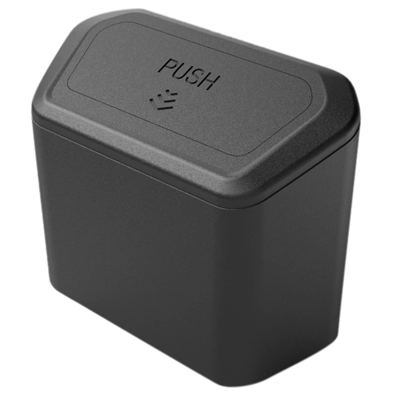 

Car Trash Bin Hanging Vehicle Garbage Dust Case Storage Box Black Abs Square Pressing Type Trash Can 2Pcs
