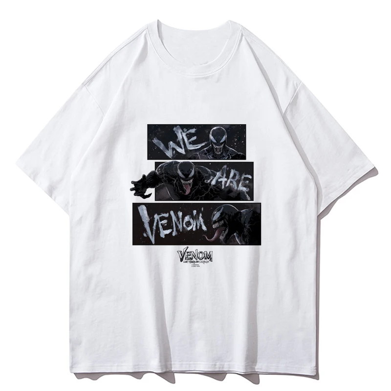 

Marvel Venom 2 We Are Venom White Men T-shirt Cotton Men's Clothes Harajuku Oversized Short Sleeve Couples Clothing Shirt Male