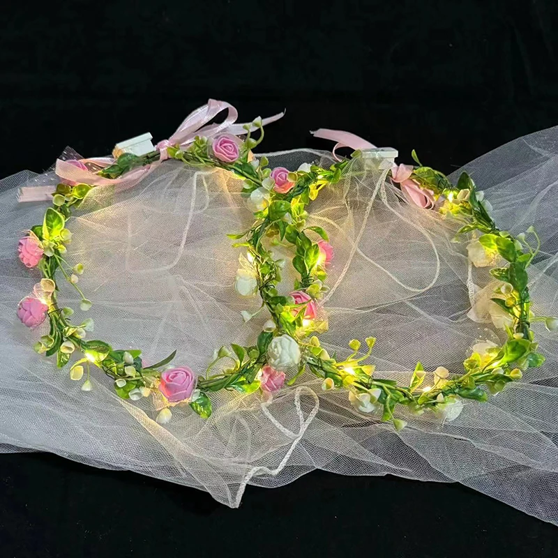 Женский мигающий венок в лесном стиле на свадьбу с растениями цветами головные