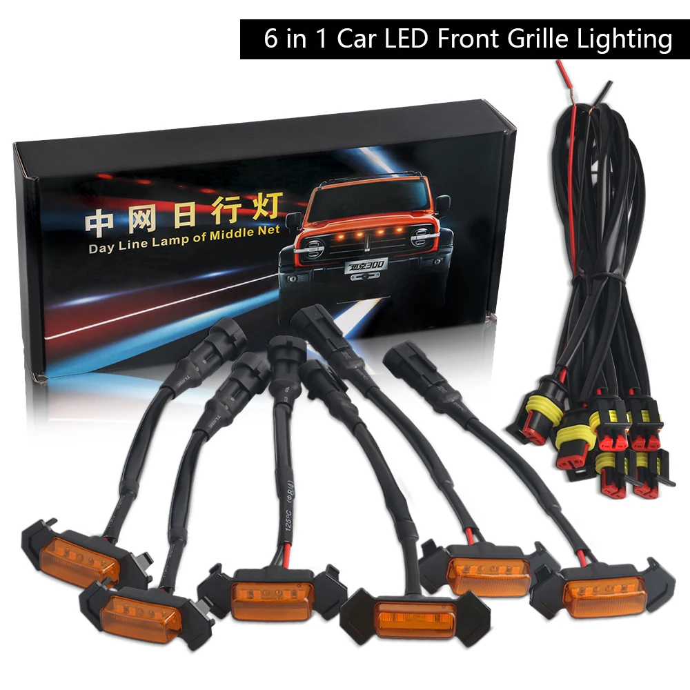 Универсальные Автомобильные светодиодные передние фонари для решетки радиатора