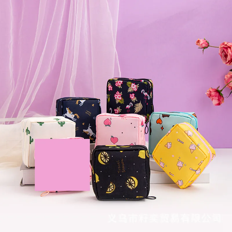 

Tampon Storage Bag Portable Carry-on Cosmetic Lipstick Simple Cartoon Coin Purse Menstrual Sanitary Napkin Pad Storage Bag