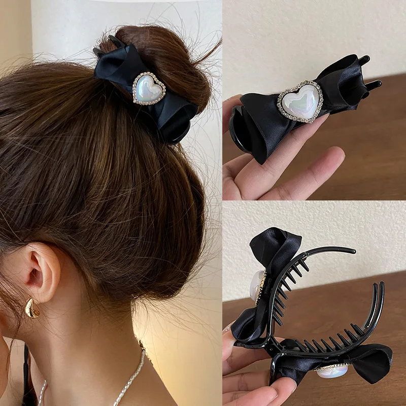 

Русалка Ji с алмазным инкрустированным жемчугом любовный бант захват зажим высокий хвост голова акулы зажим ins стиль литературные аксессуар...