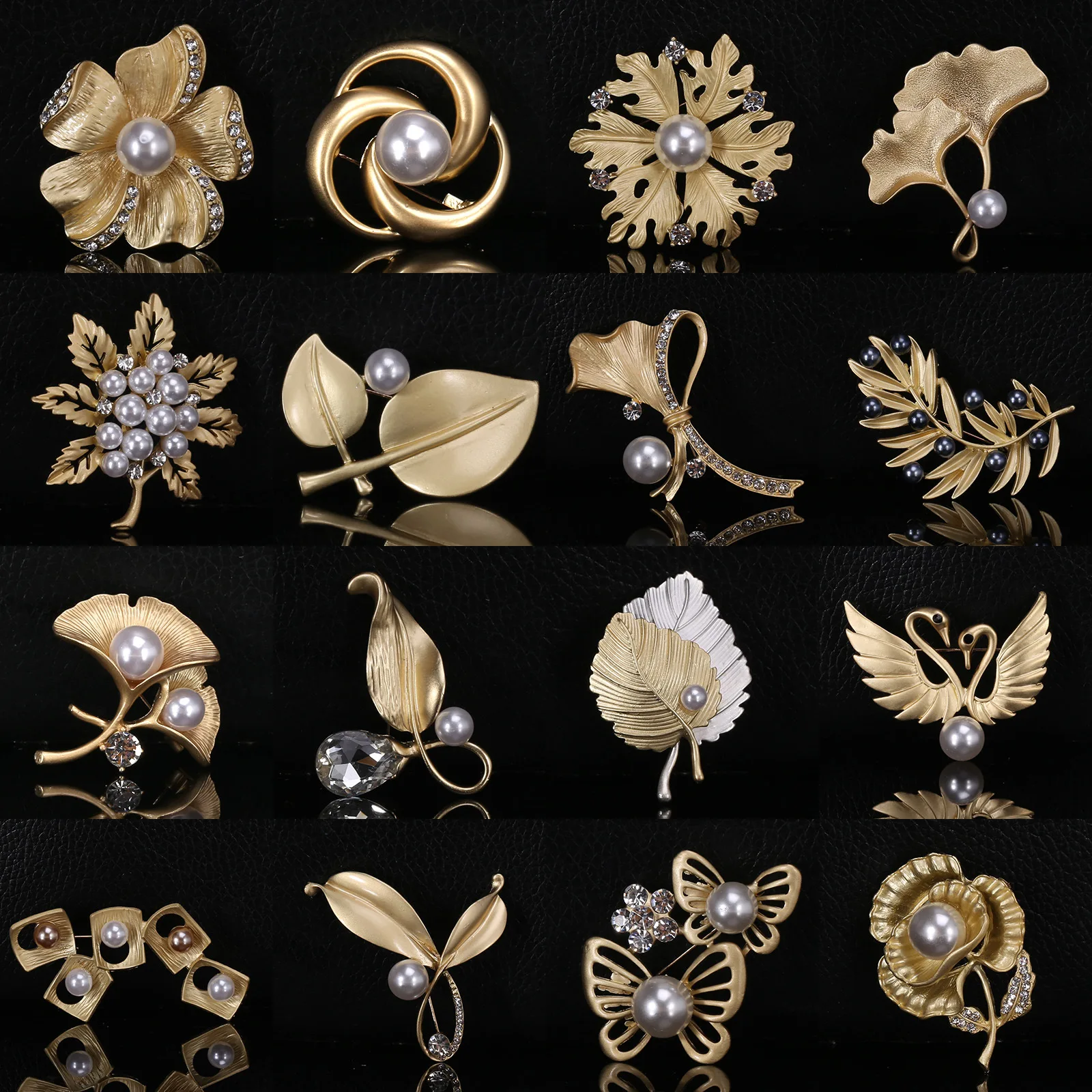 

Digadagu Metal Frosted Gold-Color Flower Silver-Color Brooch Women's Popular Elegant Corsage Party Badge