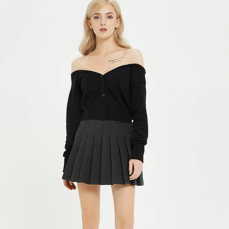 

tb pleated skirt short skirt women's autumn and winter gray thin new JK college high waist woolen skirt A-line skirt