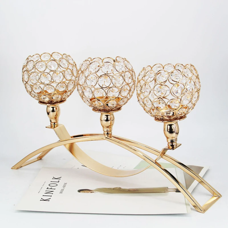 Хрустальные и металлические золотые и серебряные подсвечники, центральный столик, свадебный подсвечник с 3 ручками, железный Хрустальный подсвечник с мостом с золотой аркой