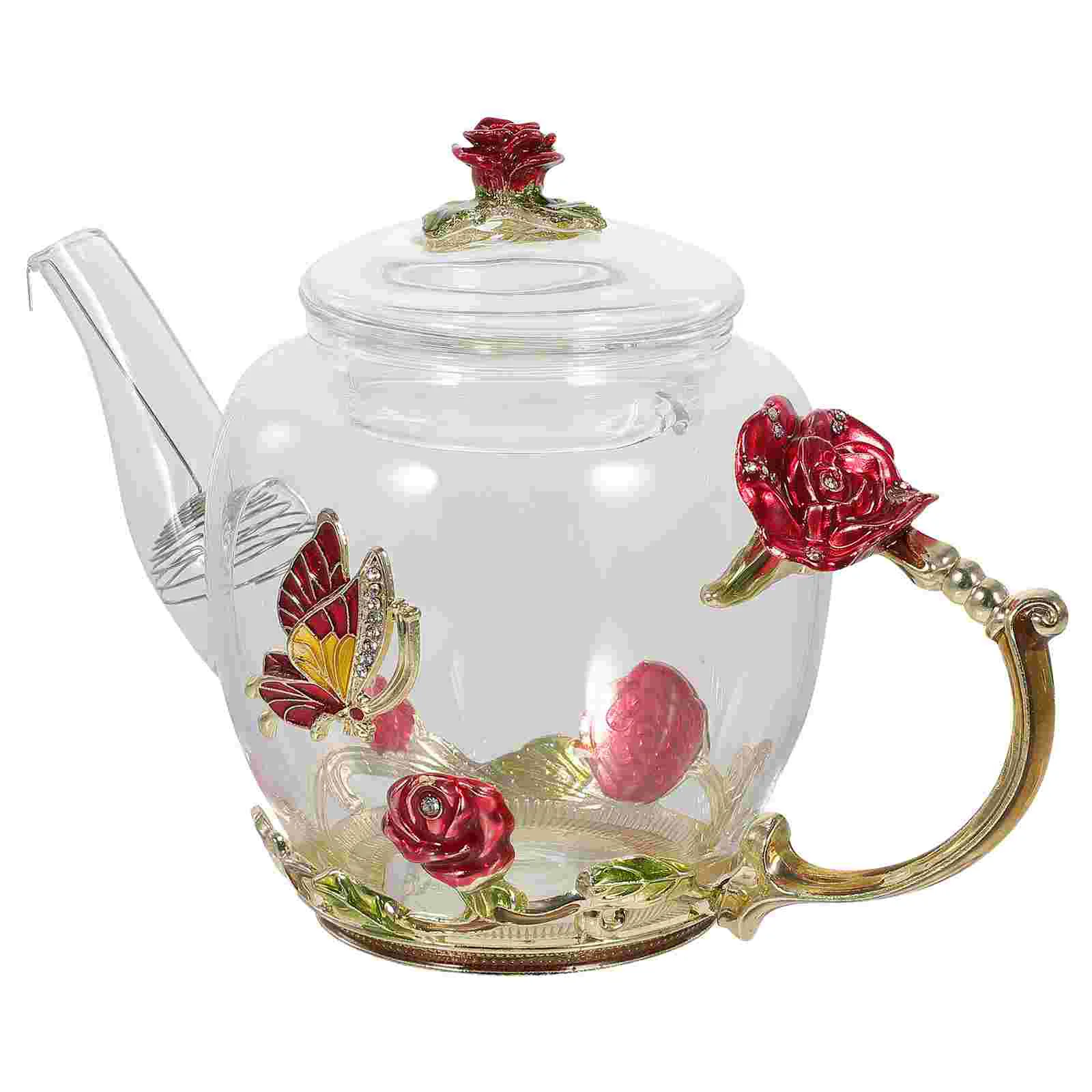 

Stovetop Teapot Glass Ceramic Filter Flower Set Steeper Strainer Teaware Coffee