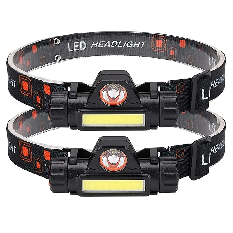 

2 Pcs Rechargeable COB Head Light Lamp,LED Head Light Lamp Flashlight,Adjustable Head Light Lamp,For Cycling,Running