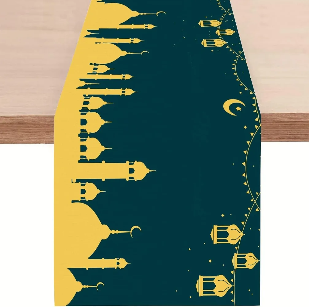 Ramadan Mubarak Table Runner Iftar Eid Al-fitr Mosque Muslim Islamic Religious Holiday Kitchen Dining Room Home Decoration