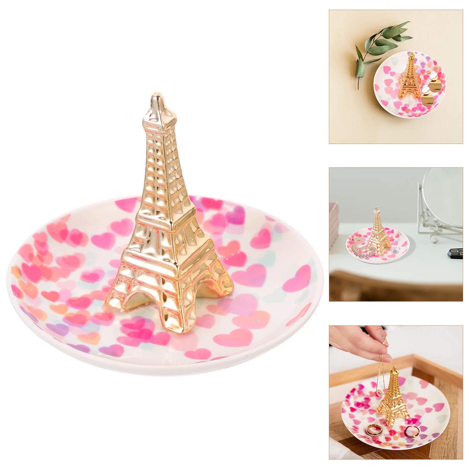 

Eiffel Tower Ring Holder Organizer Ring Holder Tray Ceramic Jewelry Trinket Dish for Rings Earrings Necklace