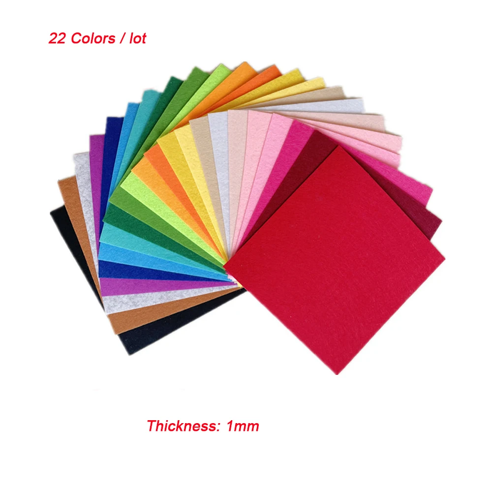 

22Pcs Nonwoven Felt Fabric Needlework Patchwork Cloth Bundle For Kids Scrapbooking Doll DIY Quilting Sheet Sewing Crafts 15x15cm
