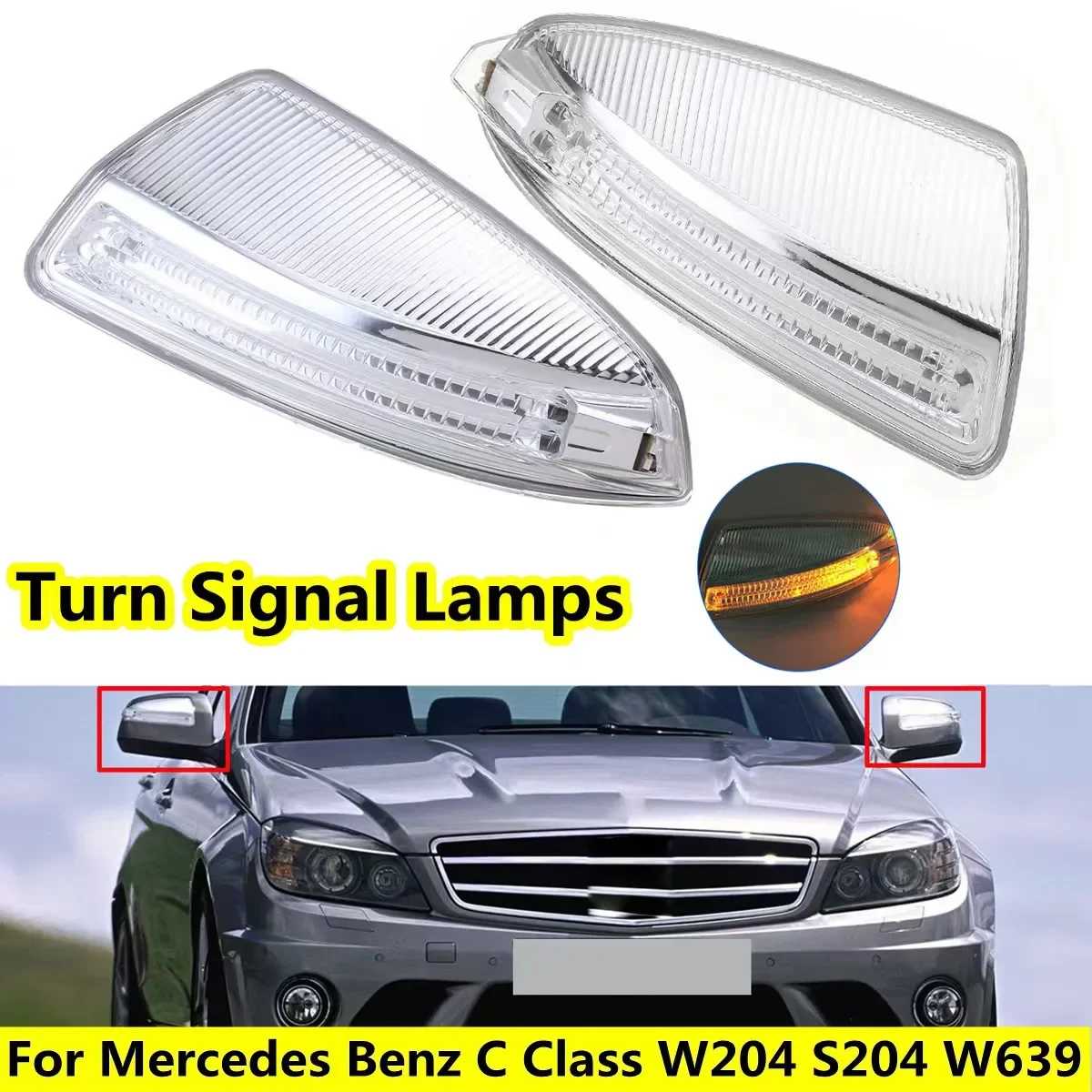 

Автомобильный светодиодный указатель поворота зеркала заднего вида для Mercedes-Benz C Class W204 S204 W639 W164 ML300 ML500 ML550 A 2048200721 2048200821
