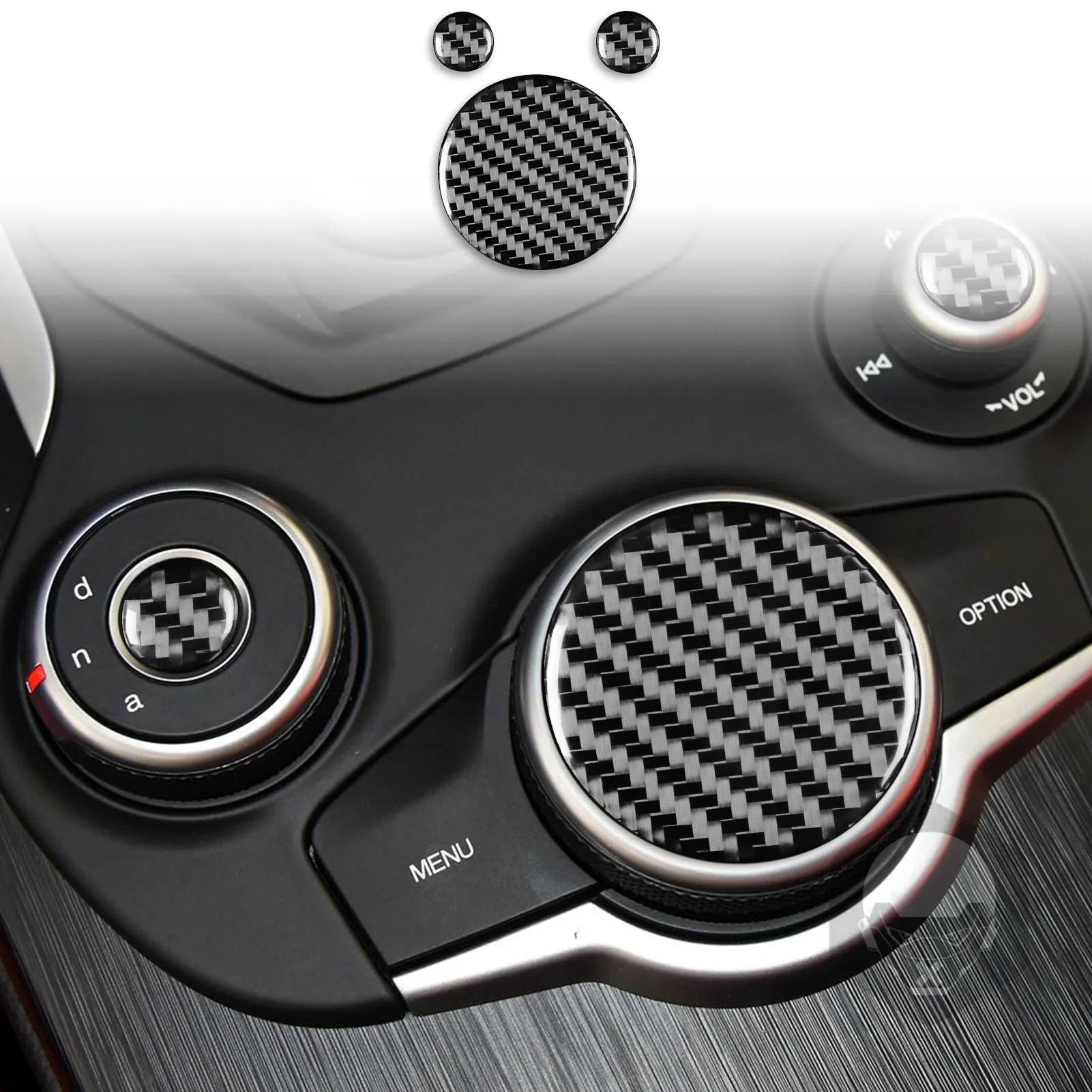 

Central Control Knob Cover Trim Sticker Decal for Alfa Romeo Giulia 2017 2018 2019 Car Interior Accessories Carbon Fiber