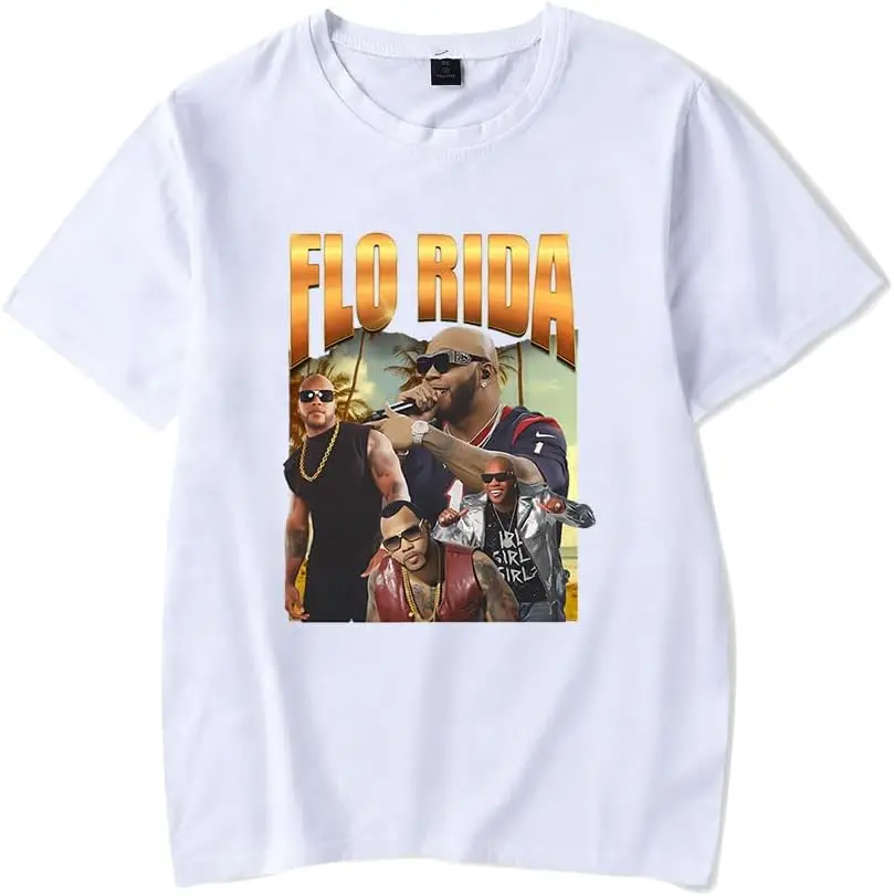Футболки Flo Rida с принтом графики Merch круглым вырезом унисекс Модный повседневный