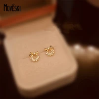 moveski 925 sterling silver french delicate gypsophila bow stud earrings women shiny glamour wedding party jewelry