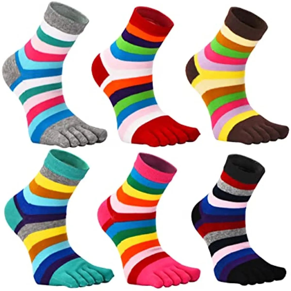 

Женские носки с пальцами 5 пальцев, хлопок, впитывающий влагу, спортивные носки, 6 шт. в упаковке