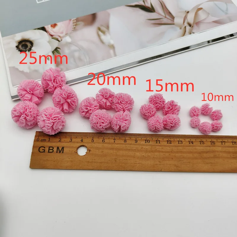 10-25mm Lace Gauze Elastic Flower Ball DIY Children Craft Supplies Patch Headdress Jewelry Pendant Material Yarn Pom - купить по
