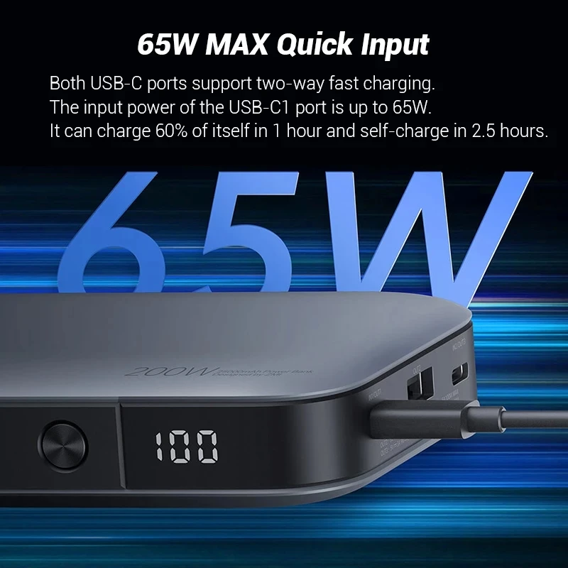Tanie ZMI QB826/QB826G 25000mAh Power Bank Nr 20 120W 100W 65W Szybkie ładowanie Do Laptopa Macbook Xiaomi Redmi Telefon PS5 Go Pro