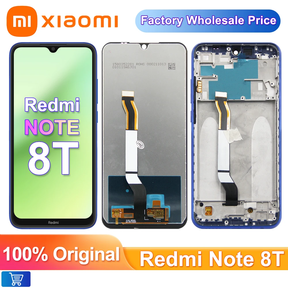 

100% Original + Frame 6.3'' For Xiaomi Redmi Note 8T LCD Display Screen Replacement For Redmi Note8t LCD Touch Screen Digitizer