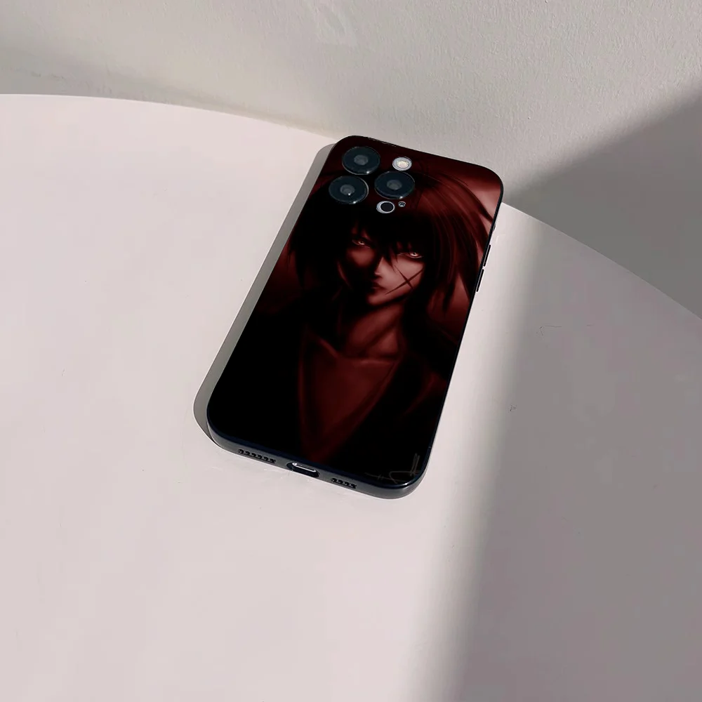 Чехол для телефона с аниме Rurouni Kenshin IPhone 11 12 13 14 15 16 Mini Plus Pro Max силиконовый черный