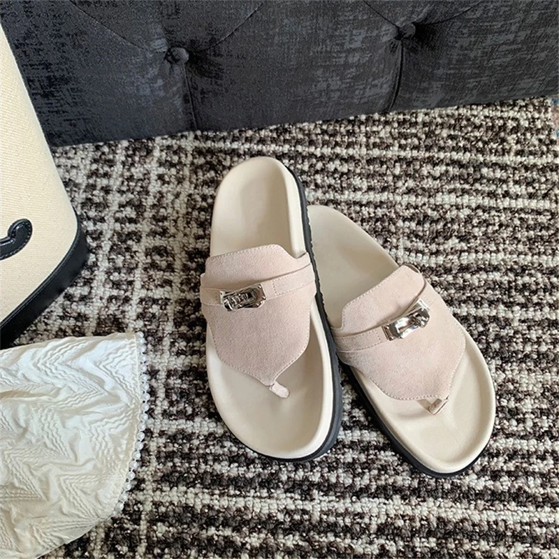 Fashion Women Genuine Leather Sandals Flip-flop Summer Shoes Woman Flats Heels Casual Sandals