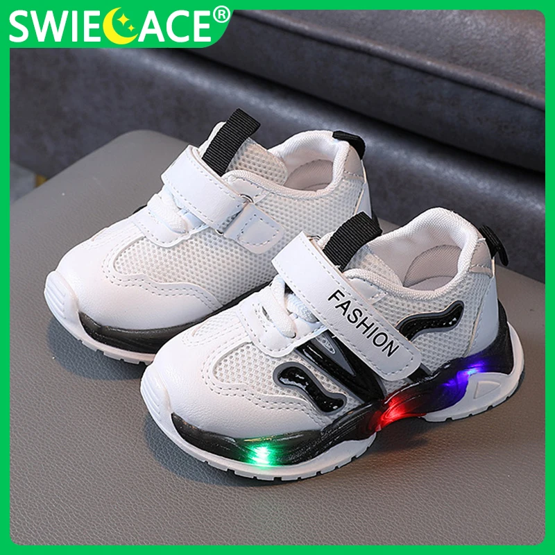 

Size 21-30 Baby Led Luminous Casual Shoes Girls Soft Sole White Shoes Glowing Shoes for Boys Kids Shoes with Lights zapatos bebe