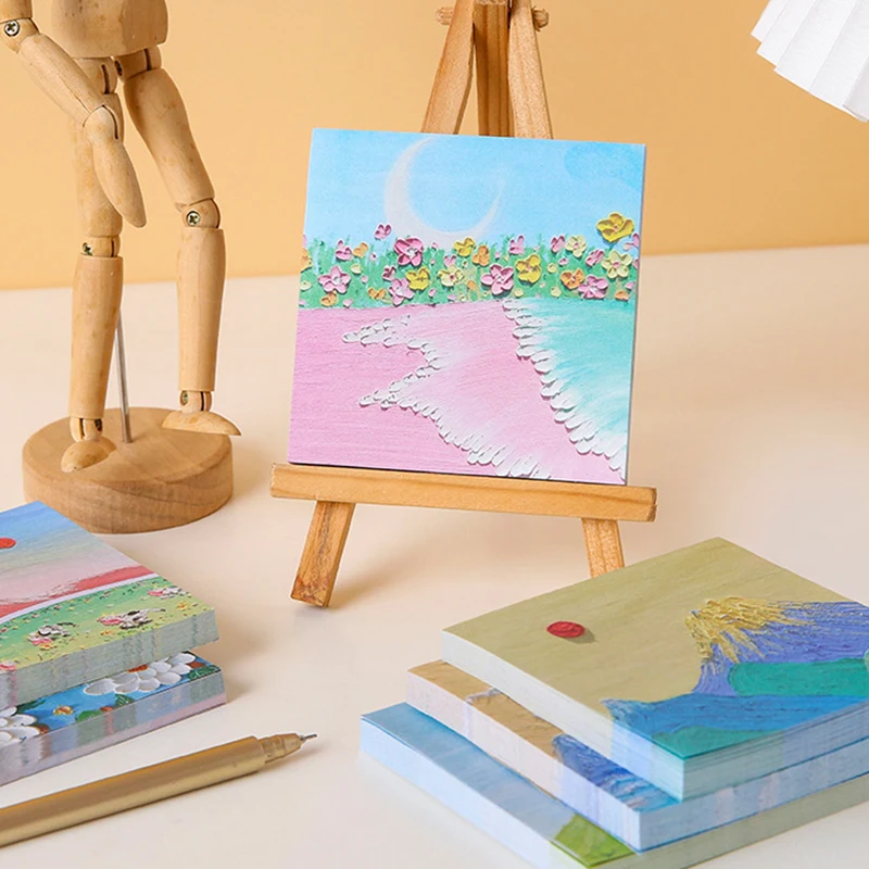 

80Sheets Oil Painting Landscape Writing Paper Sticky Memo Pad Message Notes