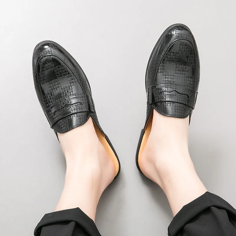 Летние полуботинки для мужчин Кожаные повседневные мужские лоферы сандалии без