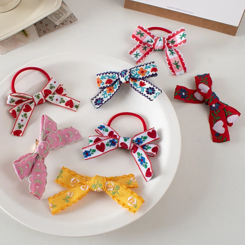 

Cute Vintage Bowknot Flower Love Heart Hair Rope Kid Hair Clip for Women Cloth Side Clip Accessories for Girl Hair Pin Wholesale