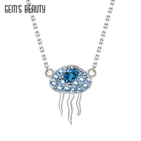 gems beauty 925 sterling silver womens fashion new jewelry pendant jellyfish topaz trendy female birthday jewelry gift party