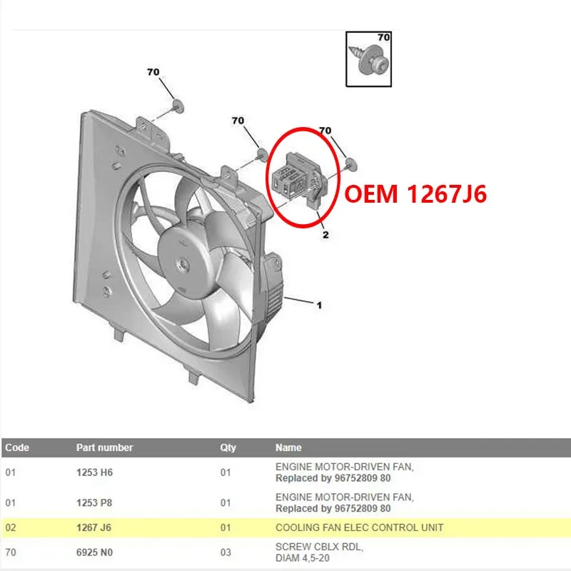 1267J6 для Peugeot 1007 207 208 301 2008 407 508 Citroen C2 C3 DS3 Реле резистора двигателя 98372A01 9827870080