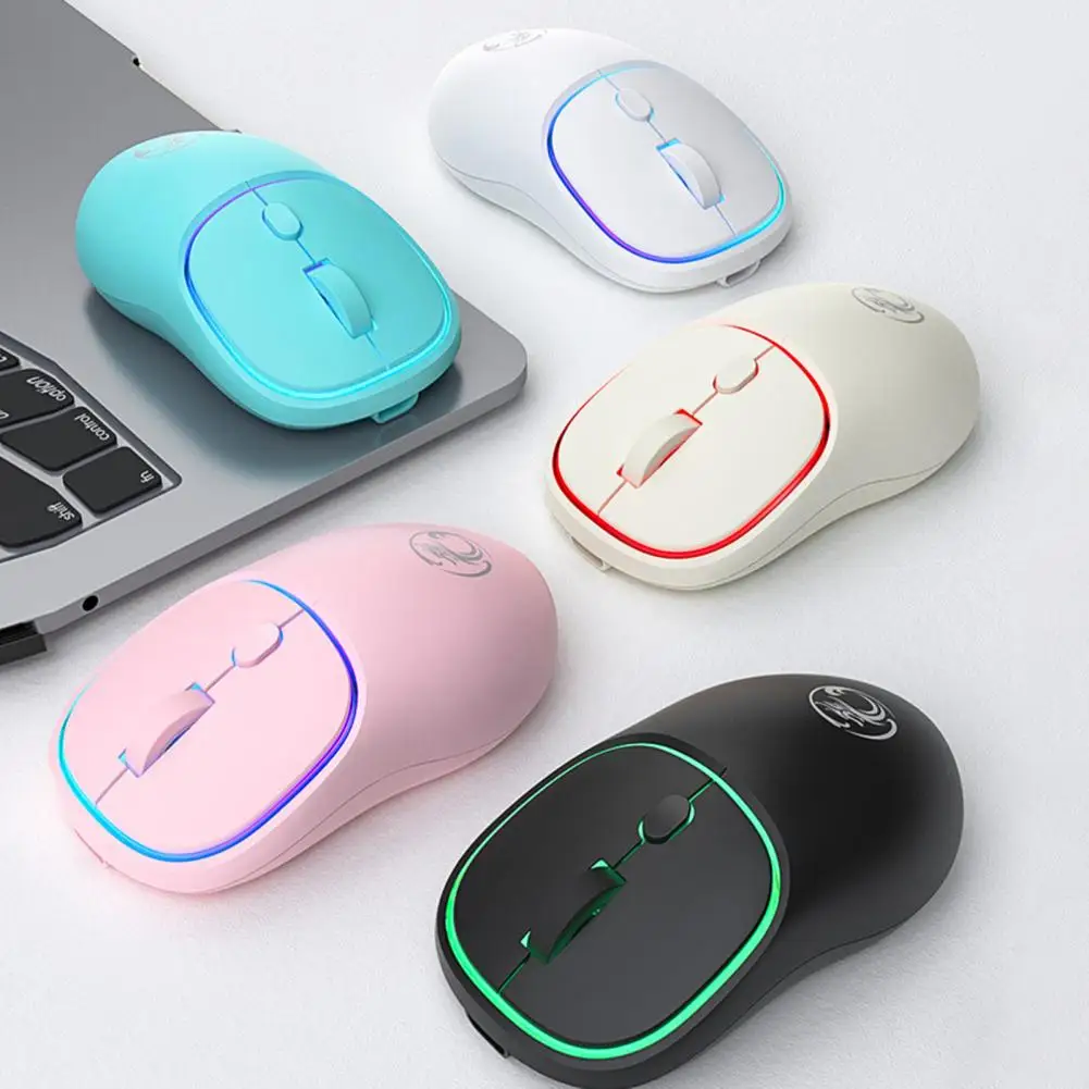 

Computer Mouse Practical Luminescent Ergonomic 2.4G Bluetooth-compatible Optical Mute Mouse with USB Receiver for Computer