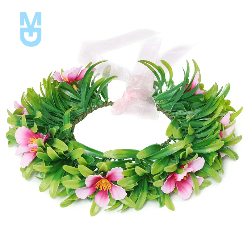 

New Mother and Daughter Garland with Thick Leaves Women Girl Hair Accessories Floral Hoop Headwear Moana Party Supplies Flower C