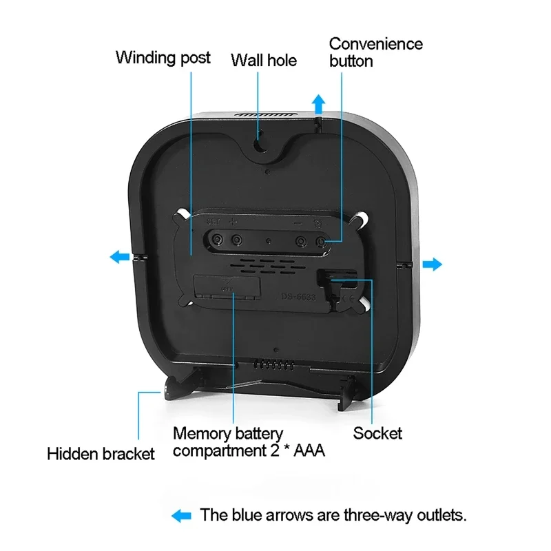 

Electronic Large Smart Brightness Dual Decor Clock Remote Alarm Clock Living Digital Screen Control Room Wall Clock