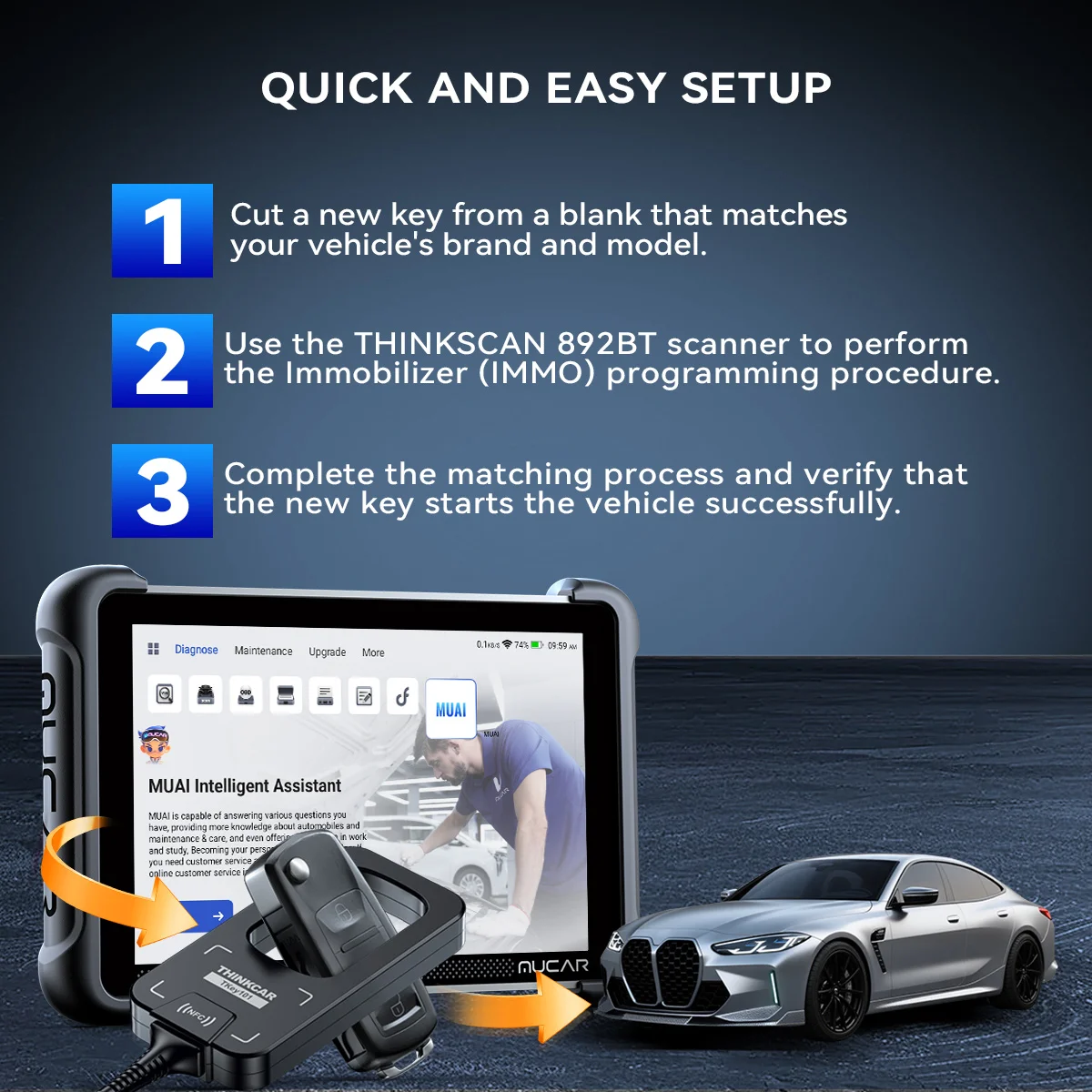 Универсальный программатор автомобильных ключей THINKCAR TKEY 101 с 6 дистанционными брелоками для программирования систем защиты от угона, совместимый с MUCAR 892BT 689BT (art.: 3920d7ecfebec) - 3920d7ecfebec