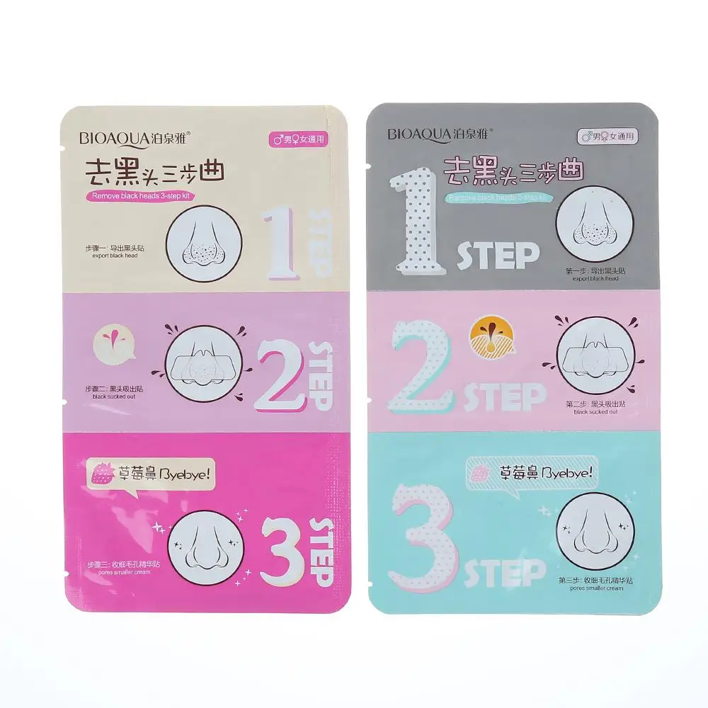 

Маска для удаления черных точек, маска для носа, глубокое очищение, 3 шага в комплекте, свинка, разноцветная маска для носа, уход за кожей TSLM1