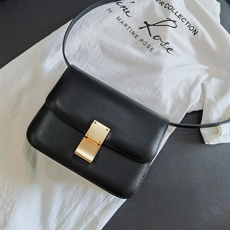 

2023 new fashion cowhide tofu bag leather bag simple retro small square bag single shoulder crossbody beauty stewardess bag W660