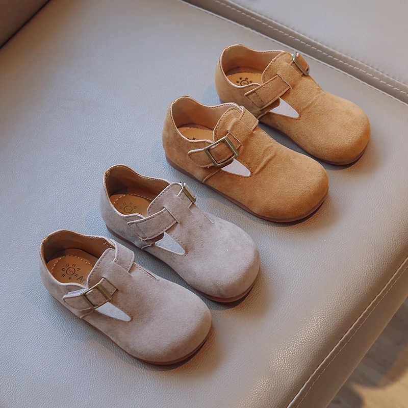 

Flat Spring Baby's Shoes Casual Unisex Flexiable Leisure Buckle Gray Kids Shoes Children Little Soft Shoe 21-30 Brown Toddler