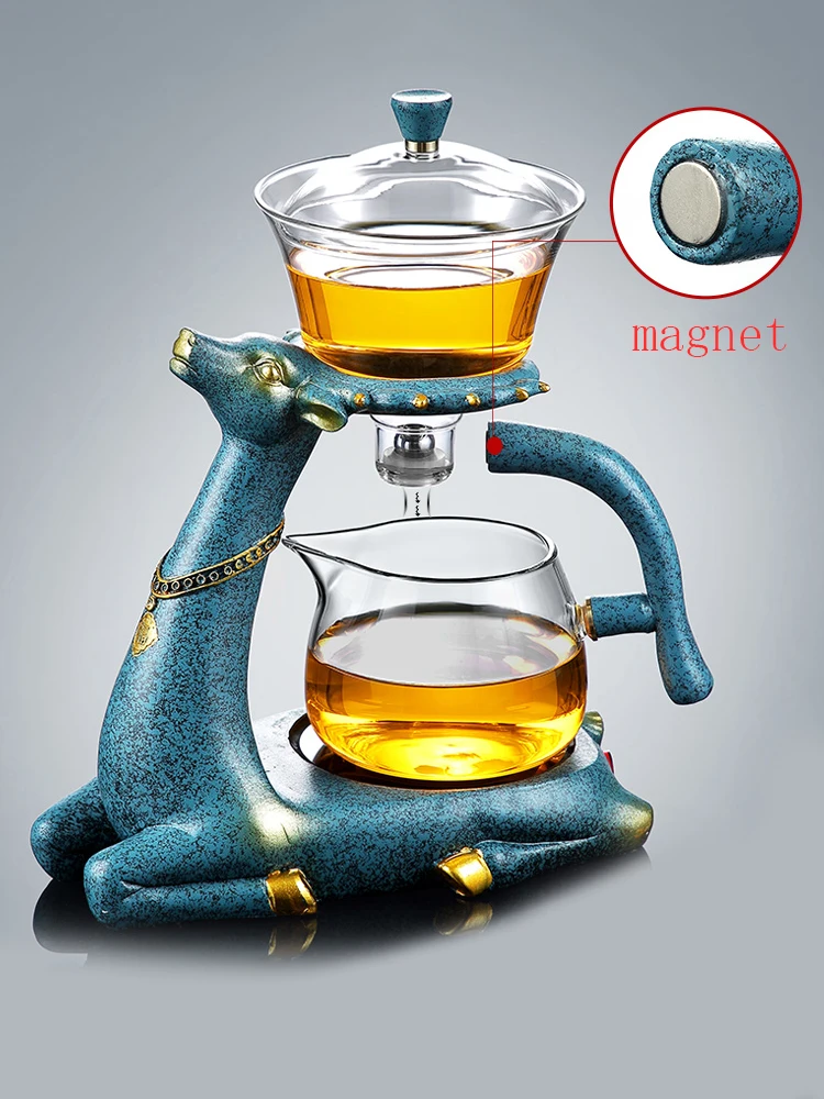 

Automatic Creative Deer Glass Teapot Magnetic Heat-resistant Infuser Tea Turkish Drip Pot Glass Kettle Tea Pot Set Drinkware