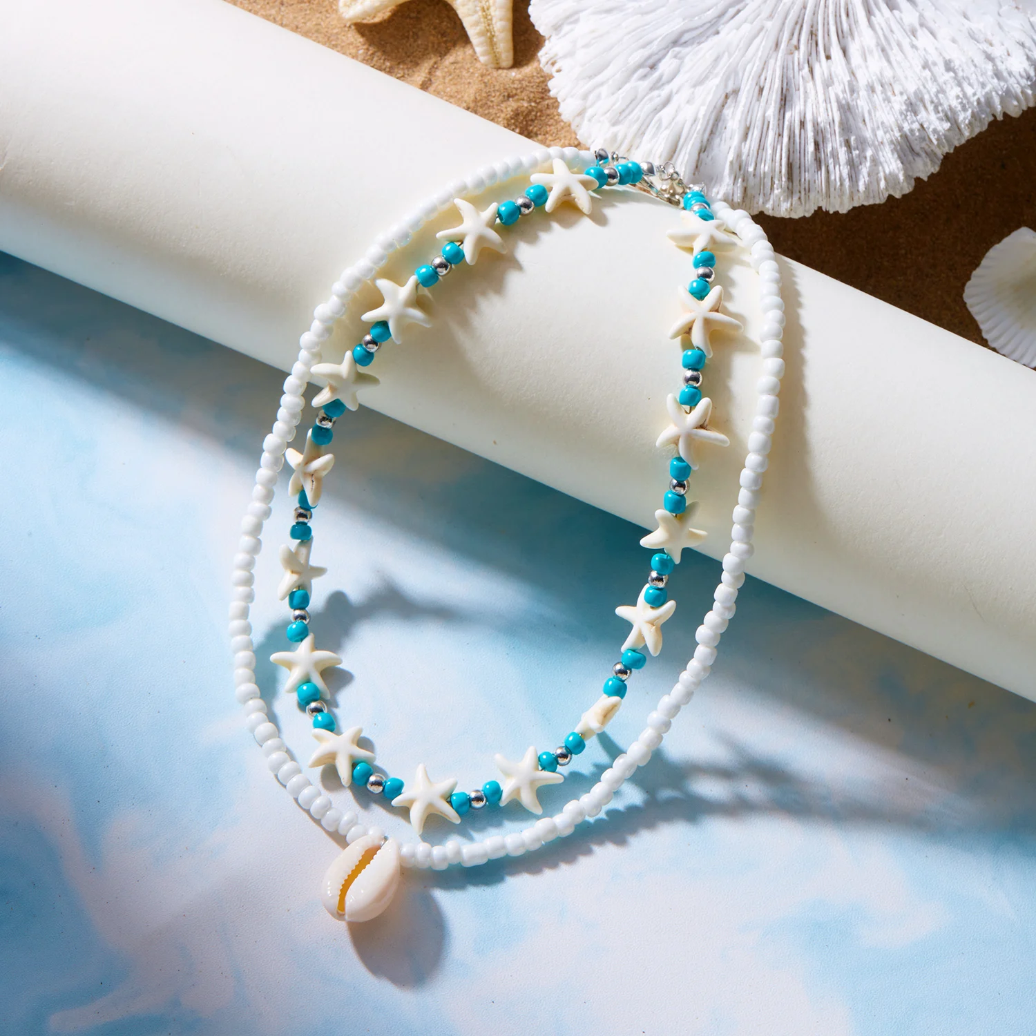 Rinhoo Бохо ожерелье с раковиной и морской звездой