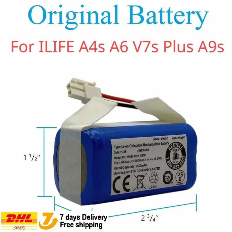 

14.4V 2600mah Rechargeable Lithium Battery For ILIFE A4s A6 V7s Plus A9s W400 Robot Vacuum Cleaner INR18650 M26-4S1P Batteries