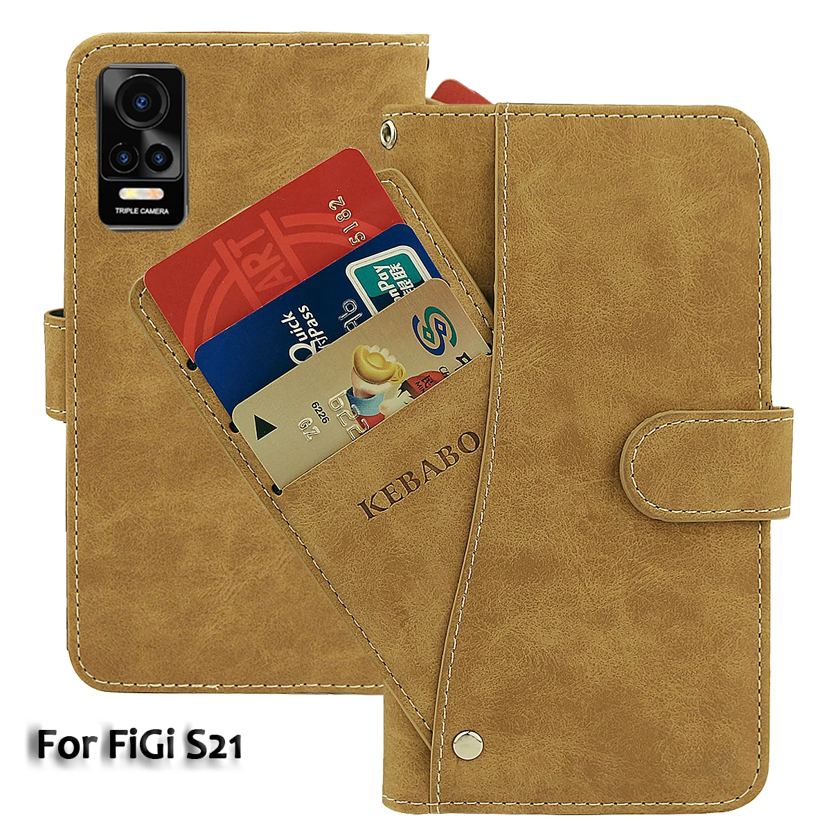 

Vintage Leather Wallet FiGi S21 Case 6.52" Flip Luxury Card Slots Cover Magnet Phone Protective Cases Bags
