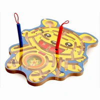 free shipping magnetic labyrinth game children education wooden toys cartoon animal maze puzzle kids gift kindergarten supplies